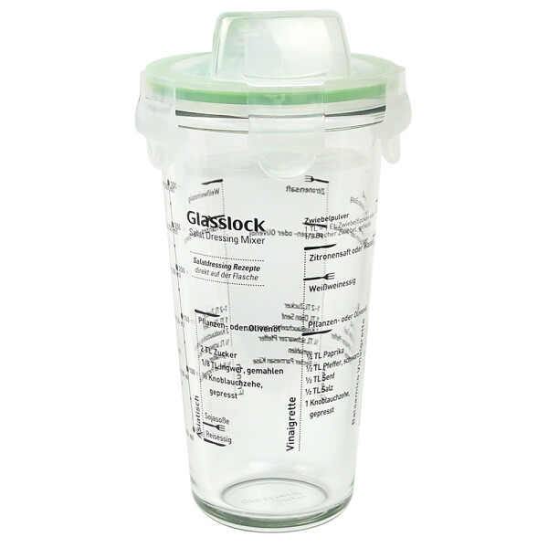 Shaker with Salat-dressing-printings, € 450ml 14,50 transparent (PC-318-SD), lid