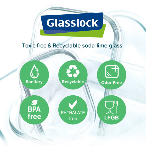 Glasslock, Shaker mit Salat-Dressing-Beschriftungen, transparentem Deckel, 450ml (PC-318-SD)