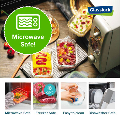 Glasslock Microwave square, 210ml (MCSB-021 green)