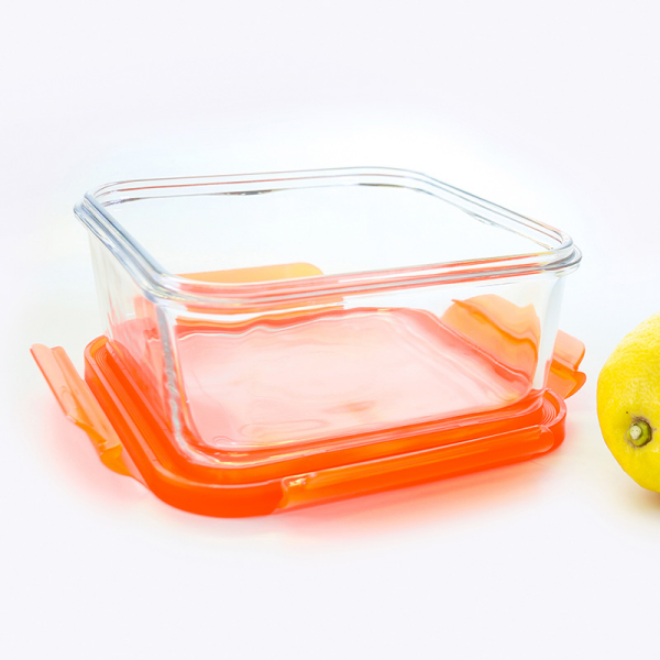 GLASSLOCK boîte de conservation en verre trempé pour micro-ondes avec couvercle à clip orange, color line, 1200ml (MCSB-120-COOR)