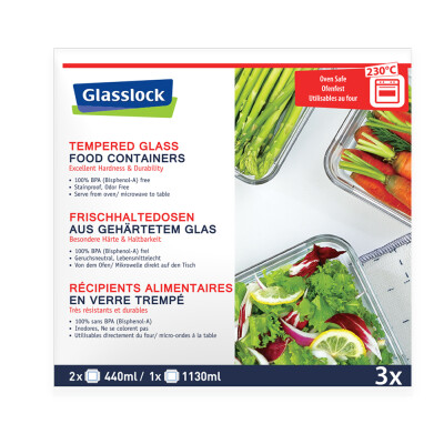 Glasslock Set 3-tlg. - Oven Smart blaue Dichtung (GL-2071)
