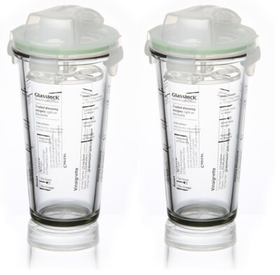 Glasslock, 2x Shaker mit Salat-Dressing Beschriftungen, transparentem Deckel, 450ml (PC-318-SD)