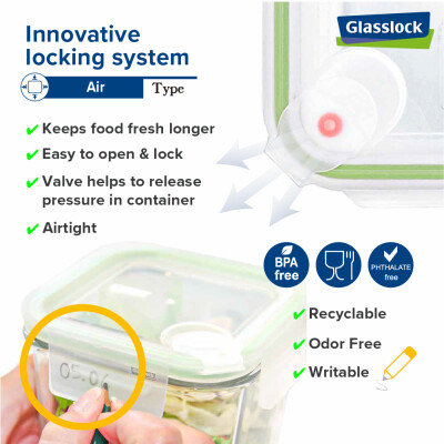Glasslock Food container, "Air-Type", 400ml (MCCB-040A)