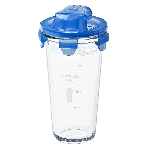 Shaker with printings on it, blue lid, 450ml (PC-318-ML)