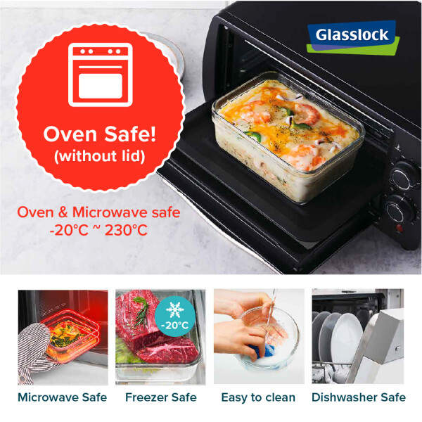 Glasslock Container, oven safe, round, red, 850 ml (OCCT-085)