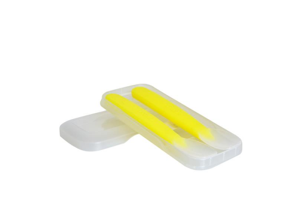 Set de cuillères en silicone, deux cuillères jaunes (YYSS-001 x 2)
