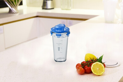 2x Shaker with printings, blue lid, 450ml