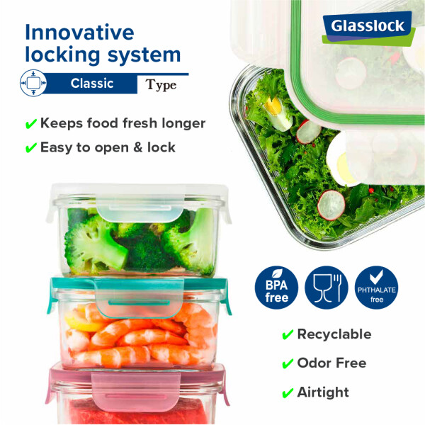 Glasslock Vorratsbehälter - Microwave Type 165ml, (MCCB-016 grün)