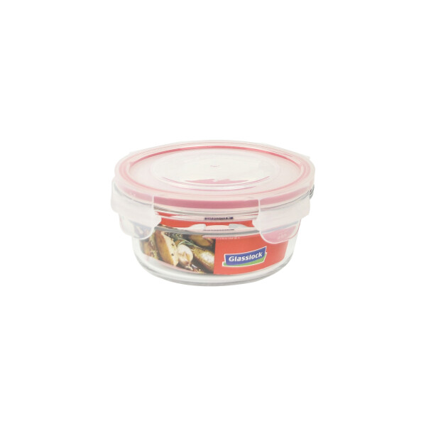 Glasslock Container, oven safe, round, red, 450 ml (OCCT-045)
